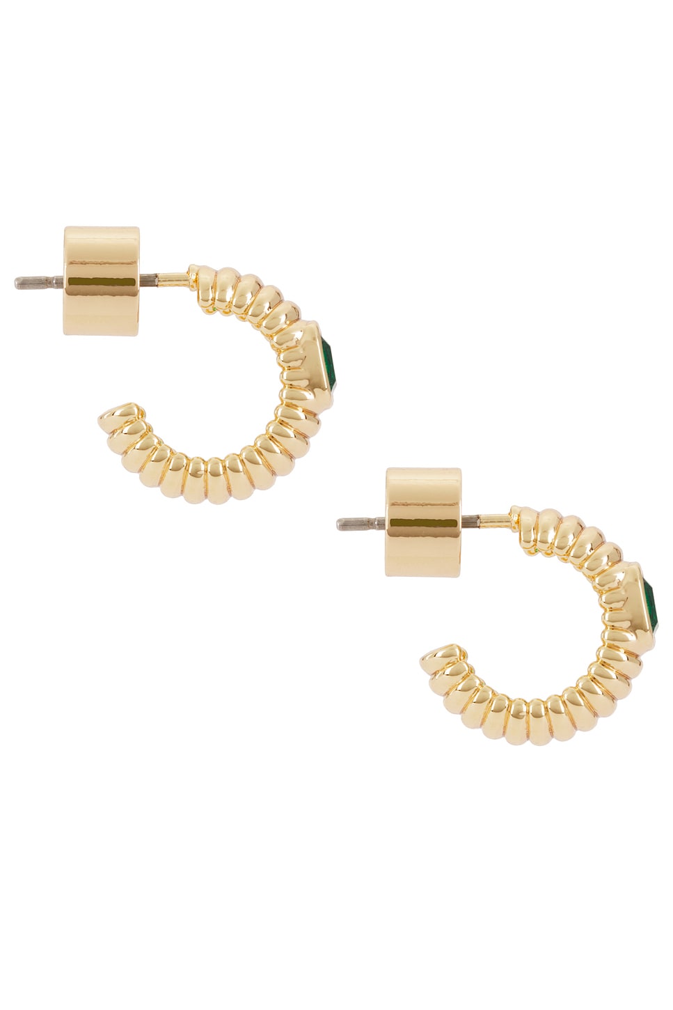 Textured Emerald Hoop Earrings - SHOPJAUS - JAUS