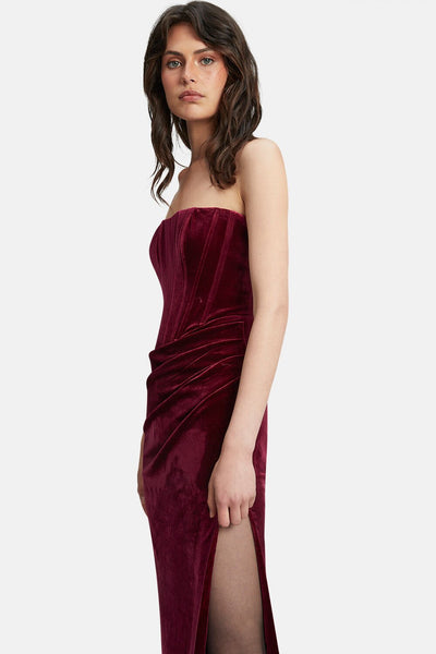 Everlasting Velour Midi Dress - Burgundy - SHOPJAUS - JAUS