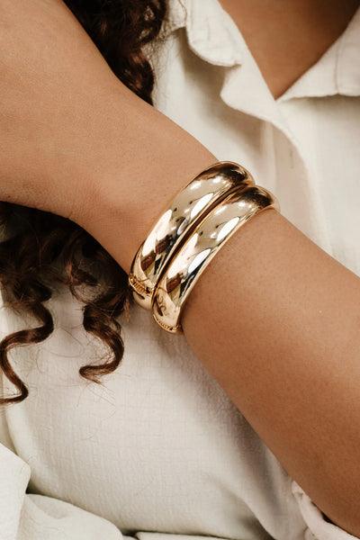 Simple Stack Bangle Set - Gold
