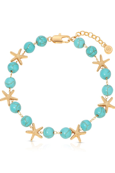 Starfish Beaded Anklet - 18k Gold Plating - SHOPJAUS - JAUS