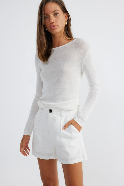 Hale Linen Short - White - SHOPJAUS - JAUS