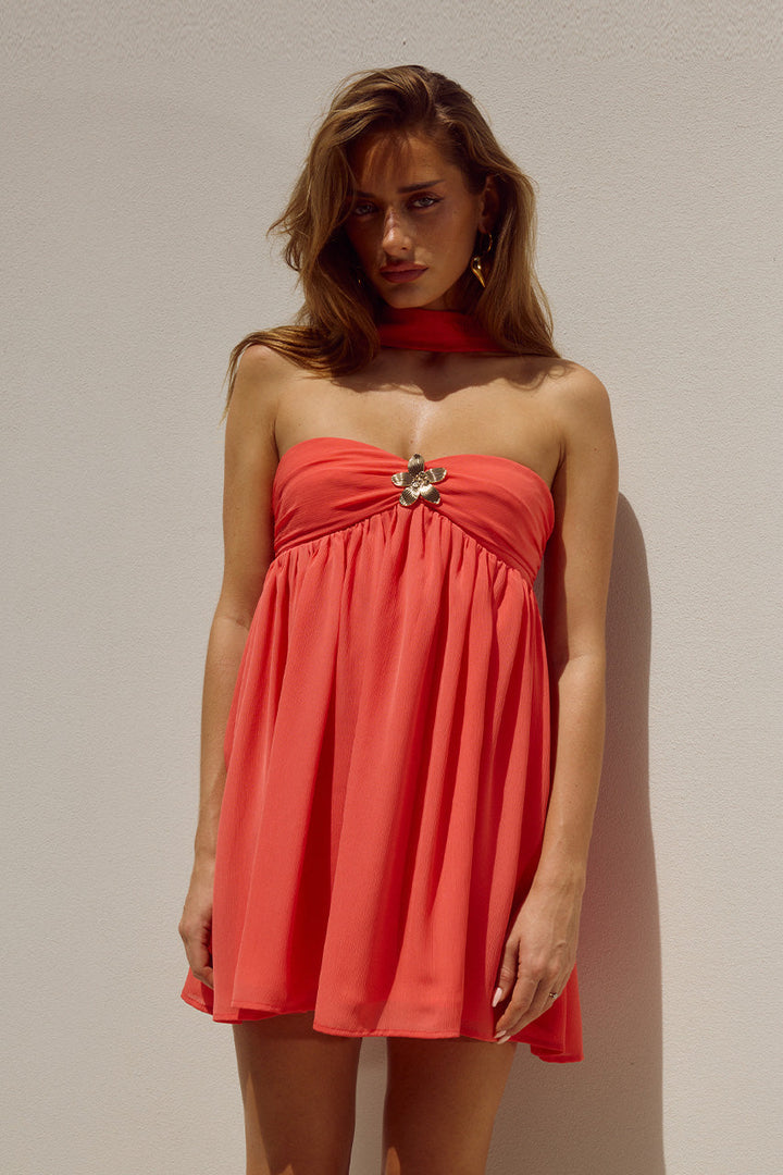 Haven Mini Dress - Coral | JAUS Haven Mini Dress - Coral | JAUS