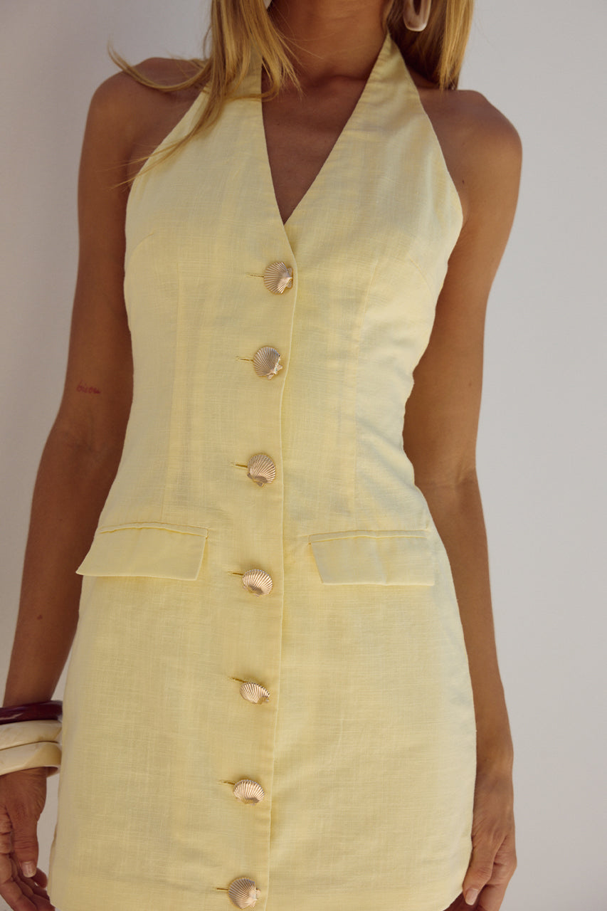Halzie Mini Dress - Lemon - SHOPJAUS - JAUS