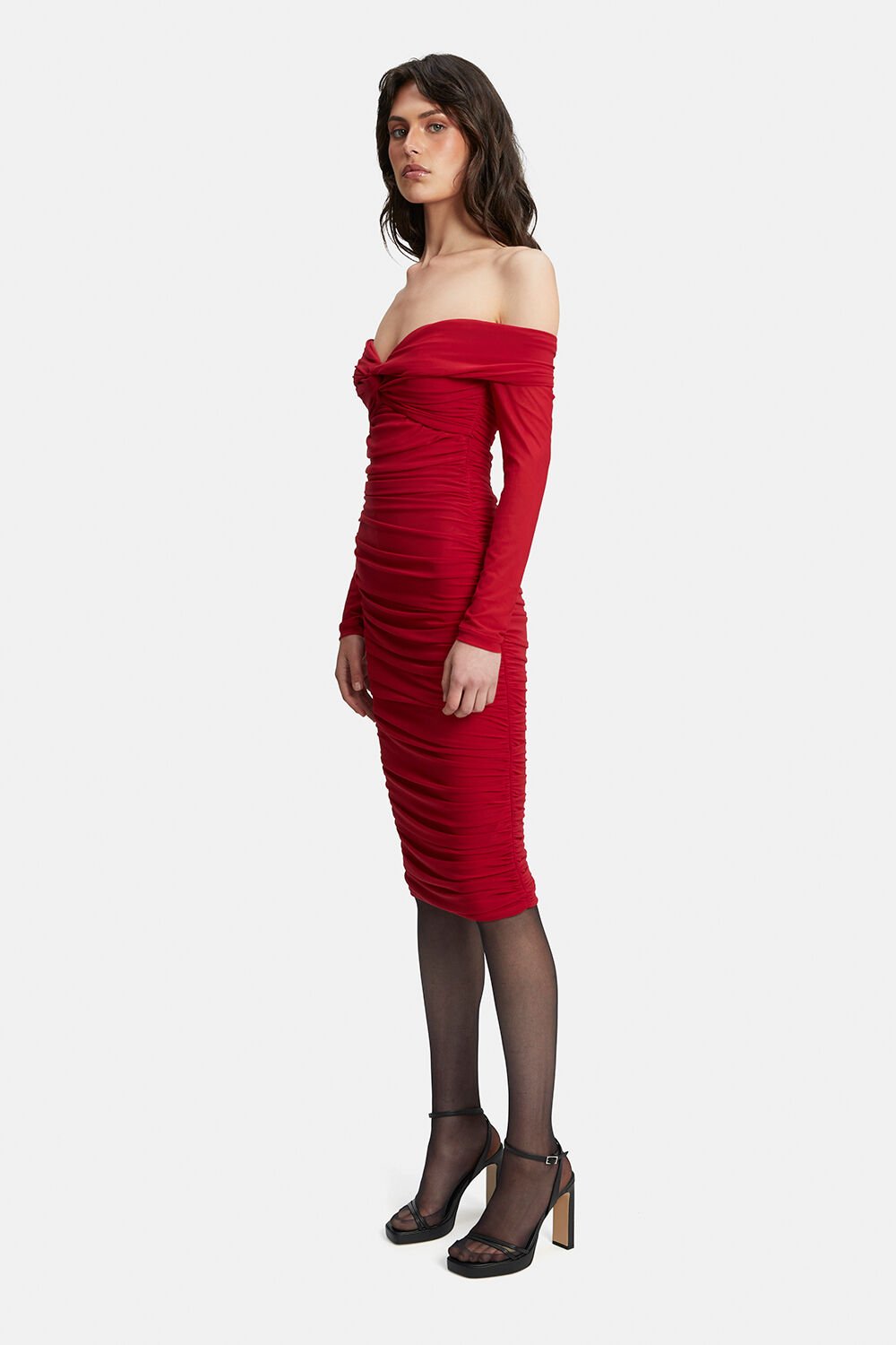 helena off shoulder dress $510 Anna Quan Women's Black Helena Off-The-Shoulder Midi Dress Size AU 14 US 10