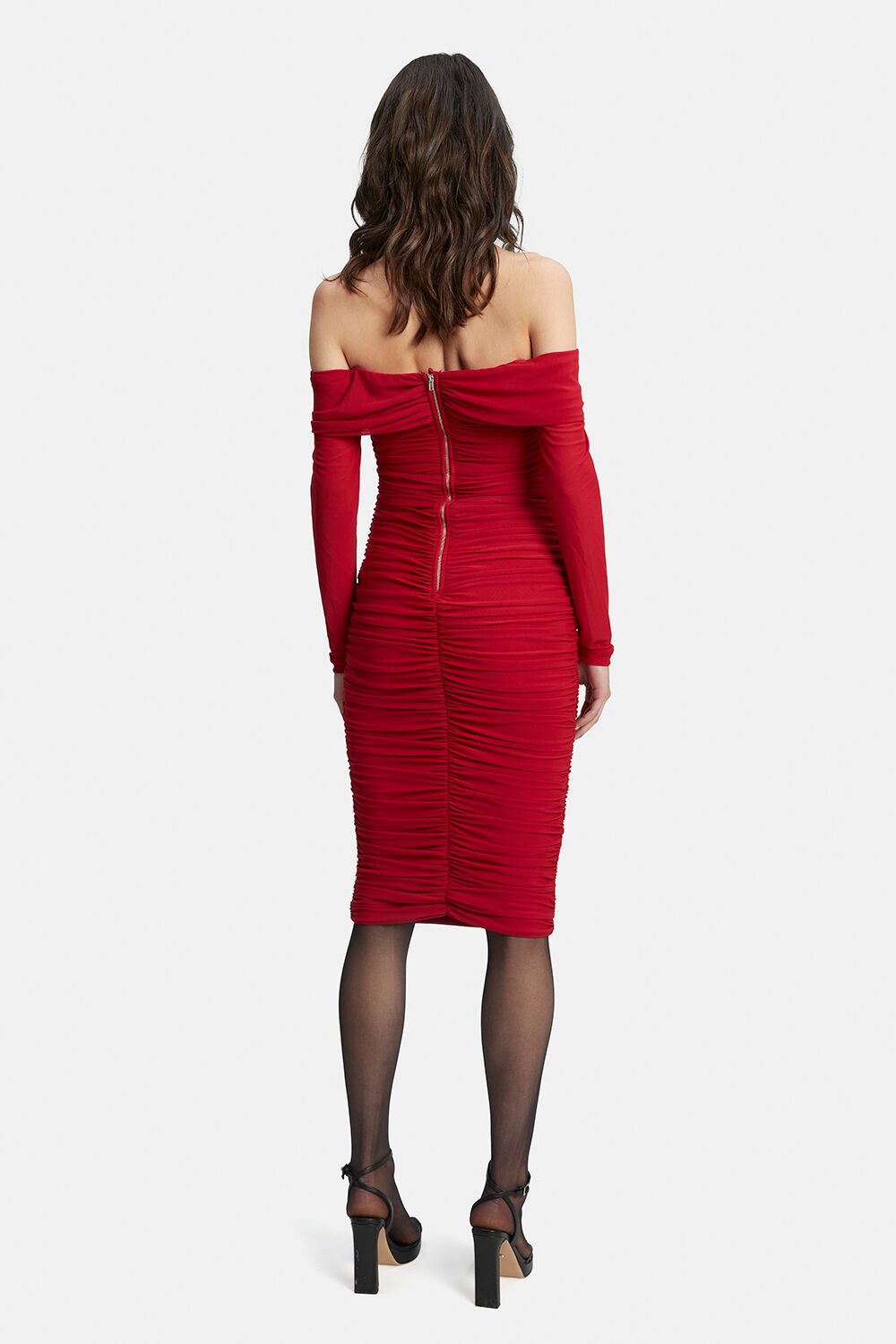 Helena Midi Mesh Dress - Fire Red | JAUS Helena Midi Mesh Dress - Fire Red | JAUS