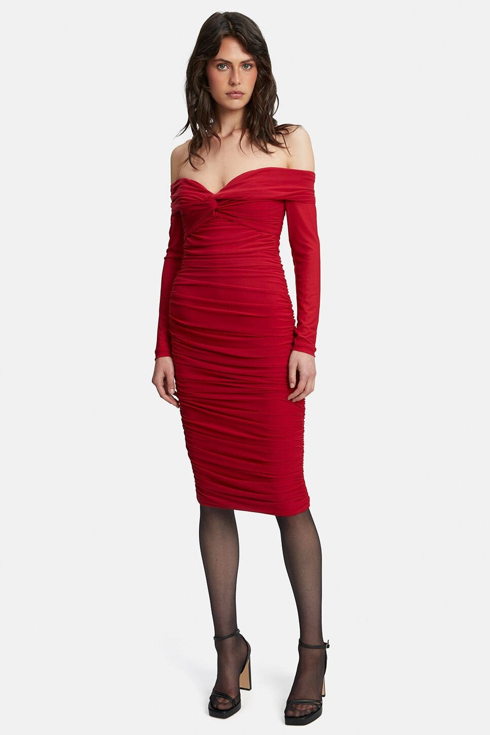 Helena Midi Mesh Dress - Fire Red - SHOPJAUS - JAUS