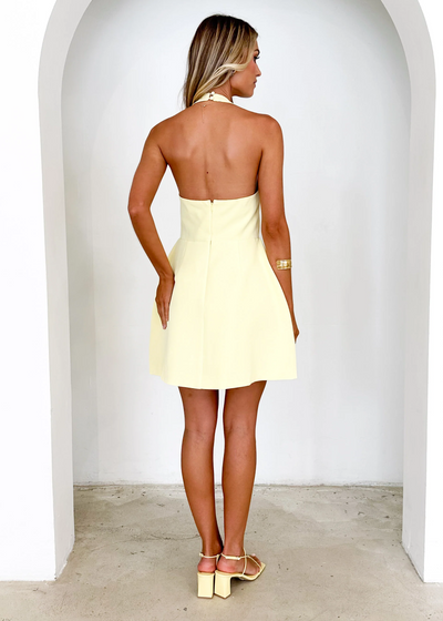 Morocco Halter Mini Dress - Lemon - SHOPJAUS - JAUS