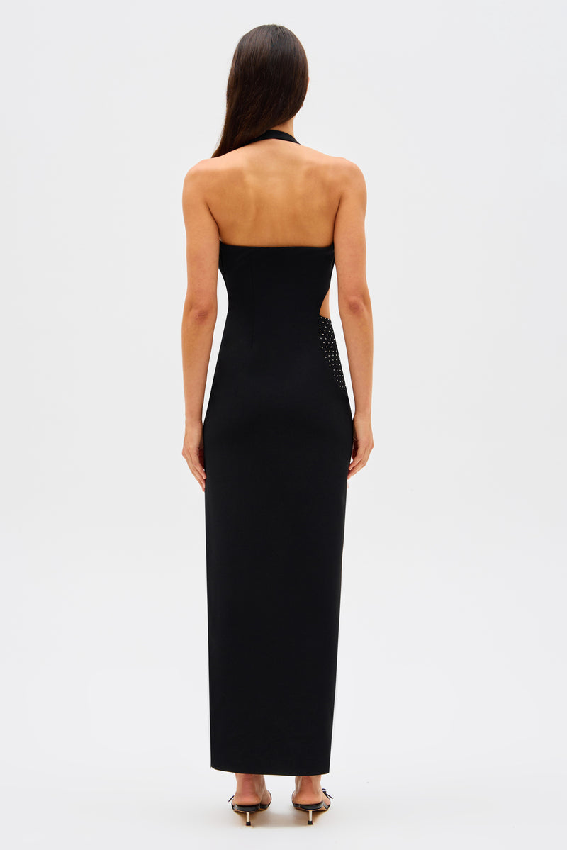 Misha Polina Crepe Diamanté Maxi Dress - Black - SHOPJAUS - JAUS