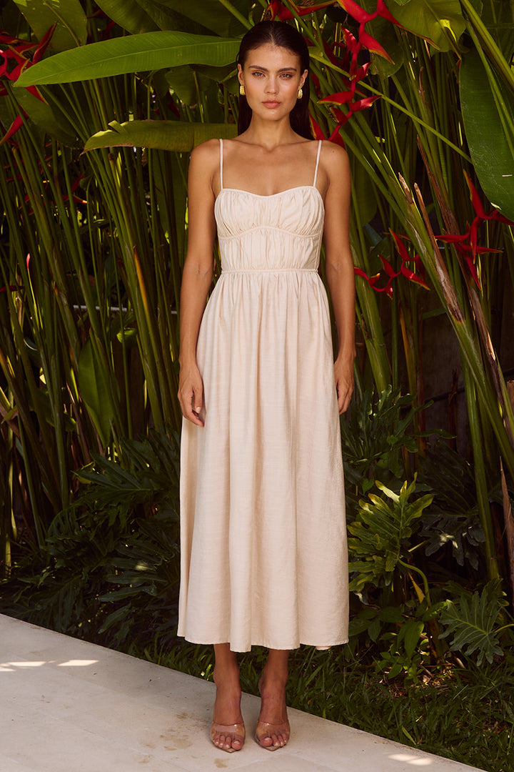kayla midi dress in butter yellow Hntr the Label Kayla Midi