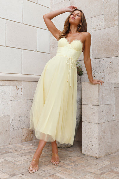 Belle Midi Dress - Lemon - SHOPJAUS - JAUS