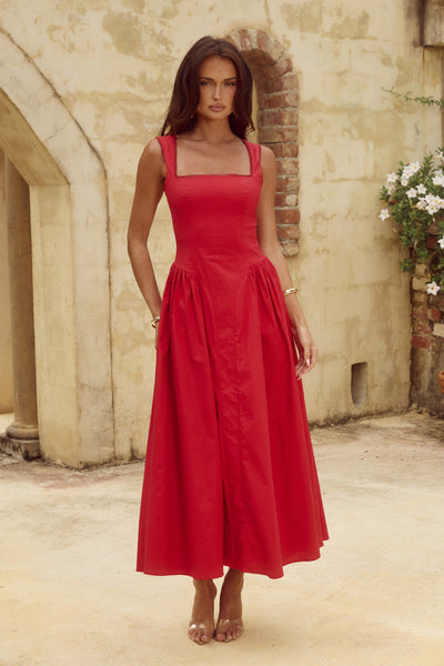 Lani Midi Dress - Red - SHOPJAUS - JAUS
