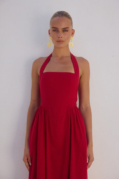 Locklea Midi Dress - Cherry - SHOPJAUS - JAUS