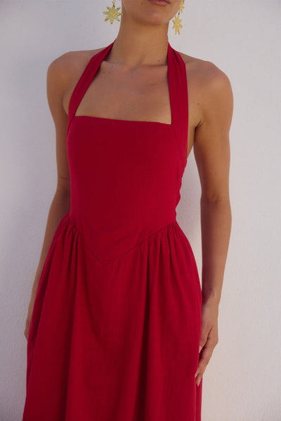 Locklea Midi Dress - Cherry - SHOPJAUS - JAUS