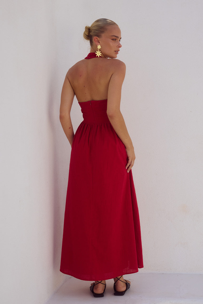 knee length dresses for ladies Lock Midi Dress - Cherry
