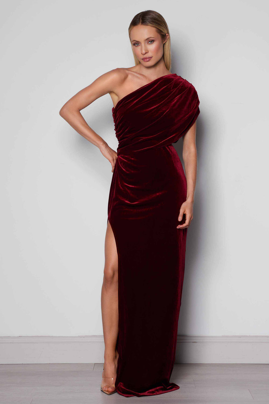 open lace back dress Elle Zeitoune Luna Gown - Wine