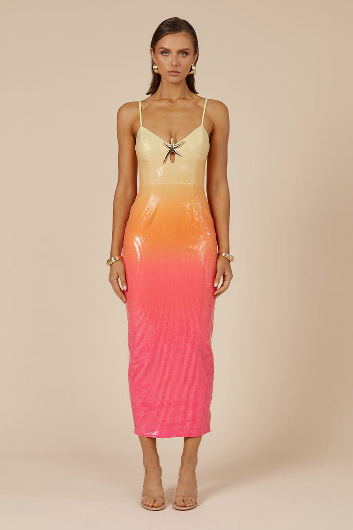 benito midi dress ombre - Tropical Dark Olive infinity dress Featuring a delicate sequin Sizes:Medium | UK 12-14 | US 8-10 Bridgton Linen Dress Reformation