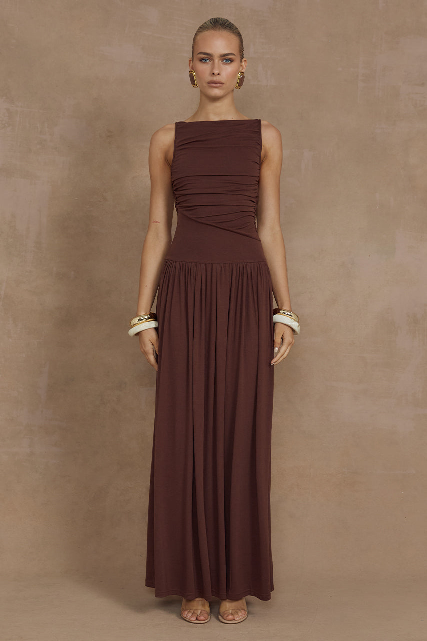 Nalla Maxi Dress - Brown - SHOPJAUS - JAUS