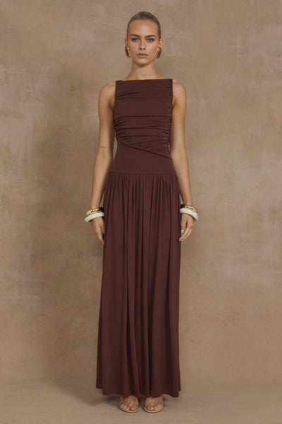 Nalla Maxi Dress - Brown - SHOPJAUS - JAUS