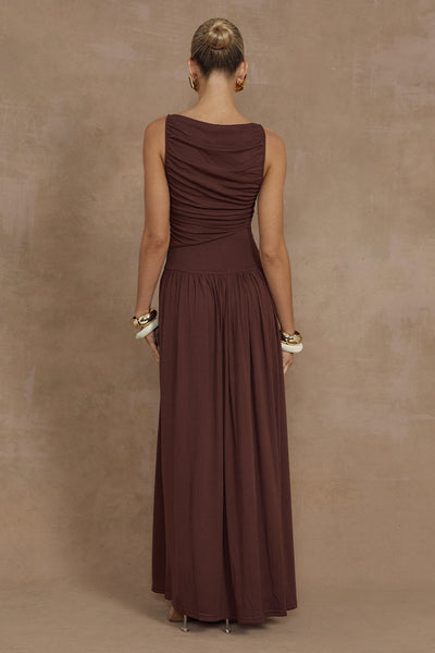 Nalla Maxi Dress - Brown - SHOPJAUS - JAUS