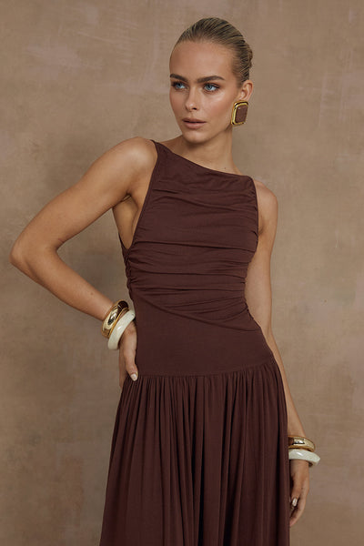 Nalla Maxi Dress - Brown - SHOPJAUS - JAUS