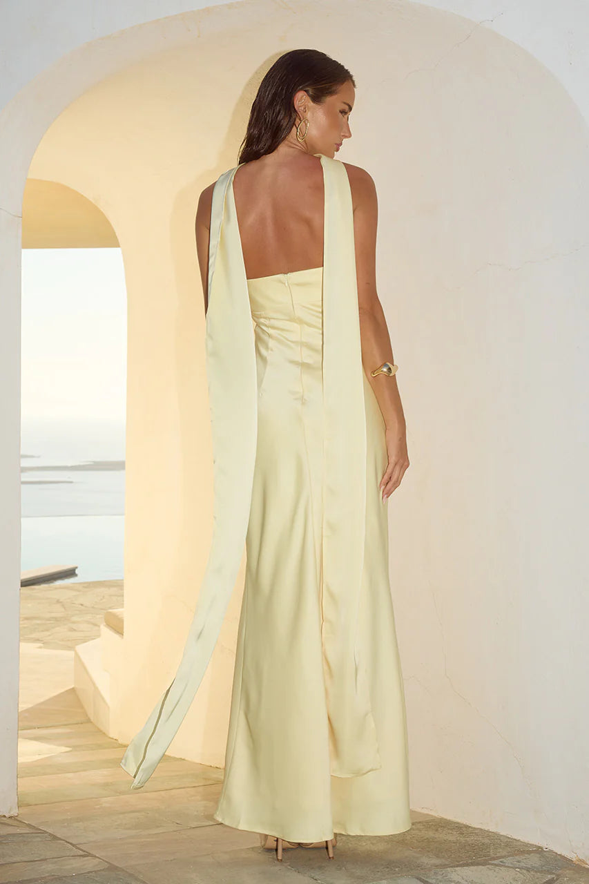 buttermilk yellow maxi dress Madeleine Strapless Maxi Dress - Buttermilk
