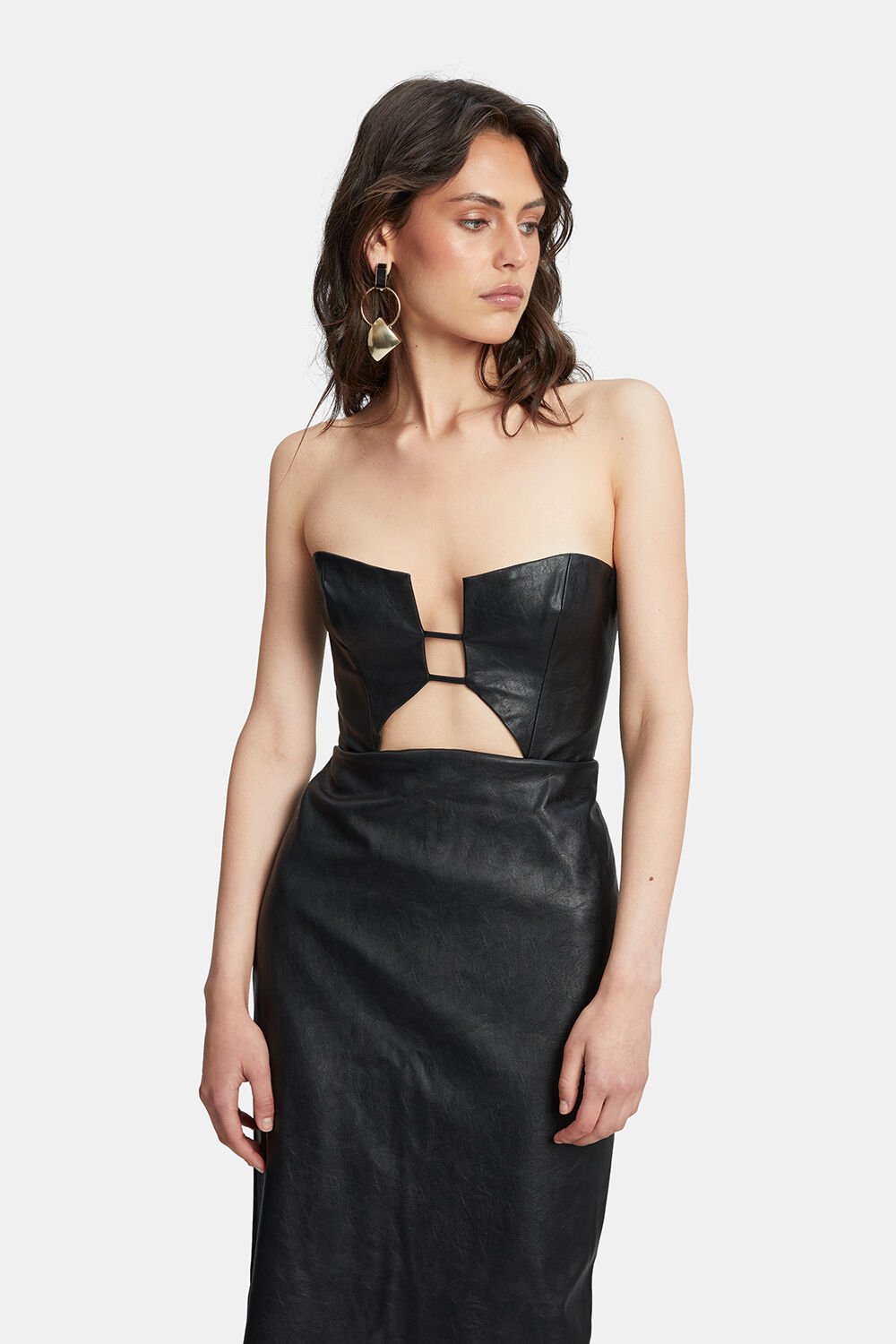 Nefeli Vegan Leather Dress - Black - SHOPJAUS - JAUS