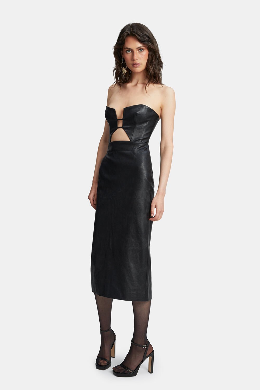 Nefeli Vegan Leather Dress - Black - SHOPJAUS - JAUS