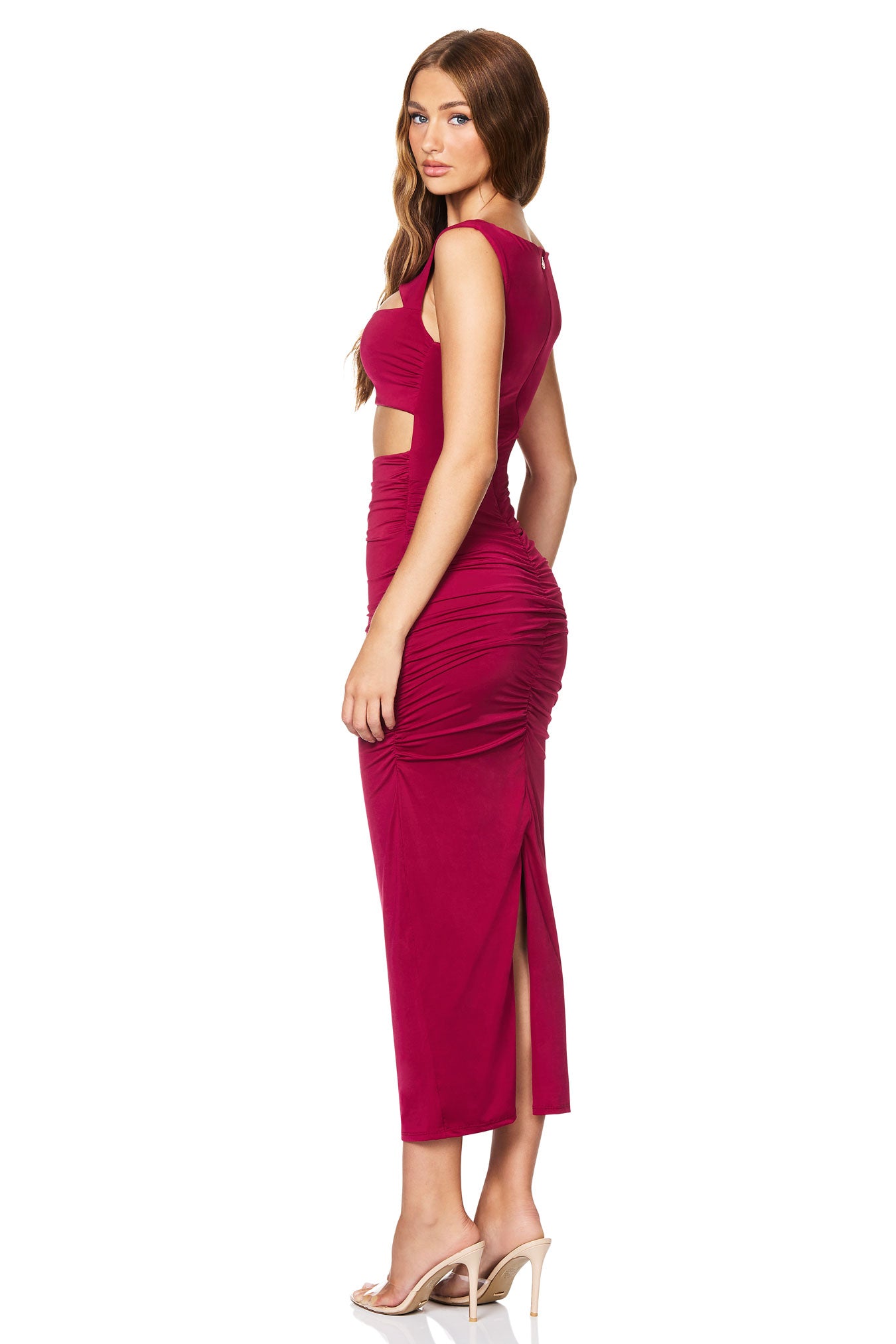 Nookie Enigma Cut Out Midi Dress - Ruby - SHOPJAUS - JAUS