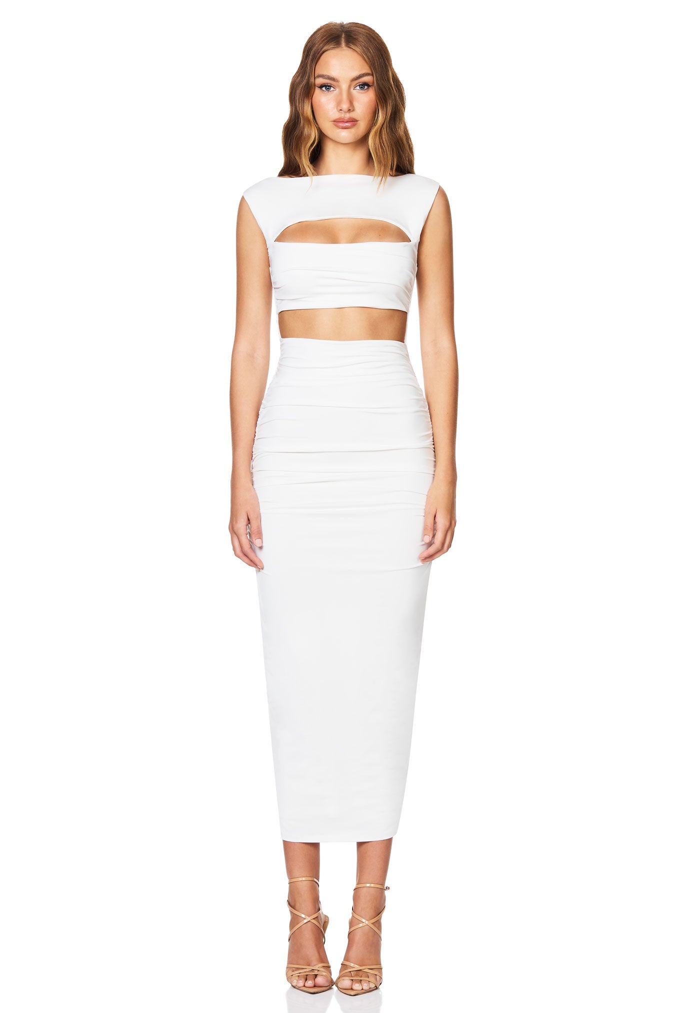 Nookie Enigma Cut Out Midi Dress - Ivory - SHOPJAUS - JAUS