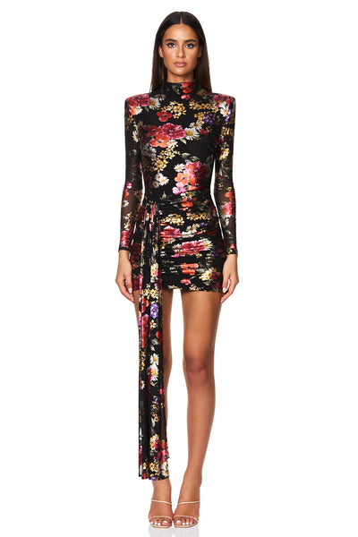 Nookie Electric Floral Long Sleeve Mini Dress - Floral - SHOPJAUS - JAUS