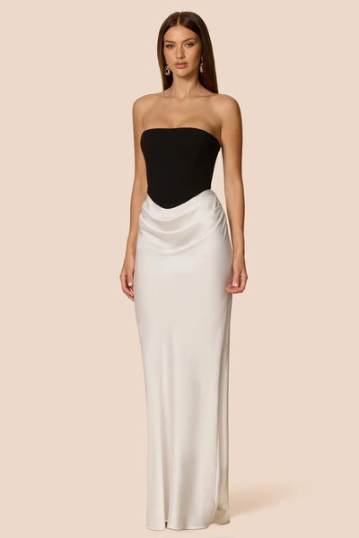 Nookie Chiara Strapless Gown - Black/White