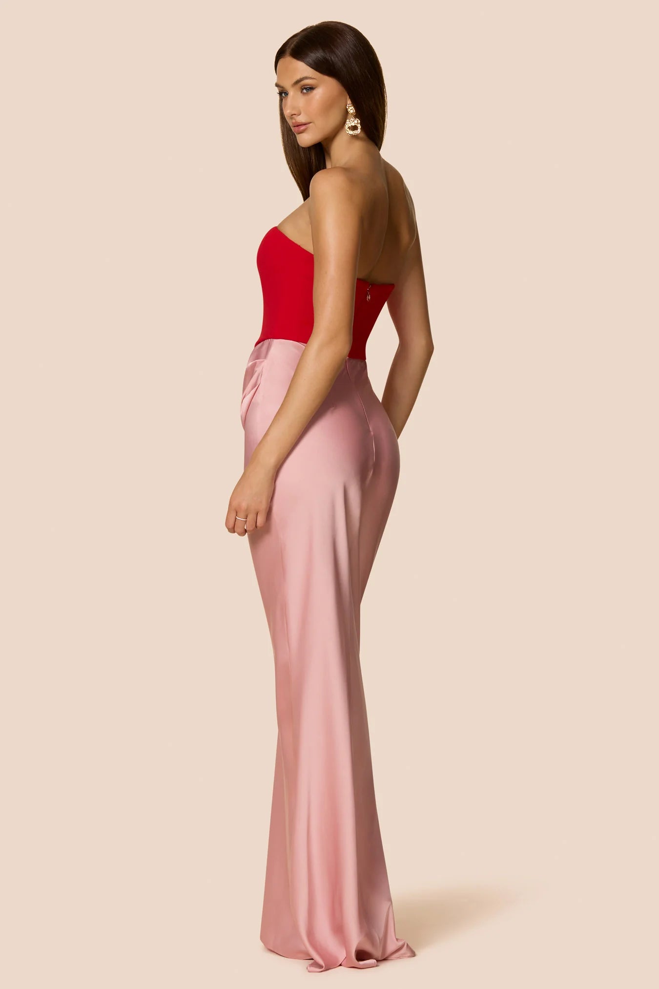 Nookie Chiara Strapless Gown - Red/Pink