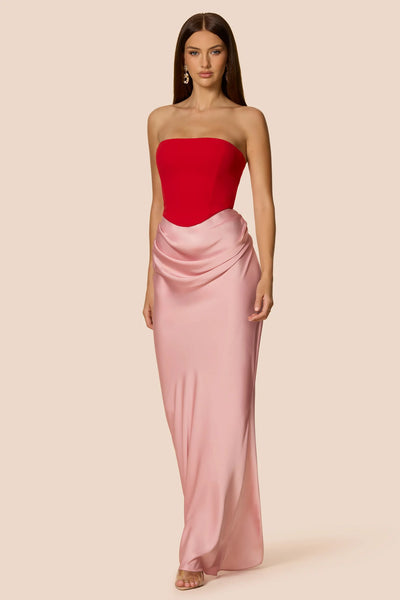 Nookie Chiara Strapless Gown - Red/Pink