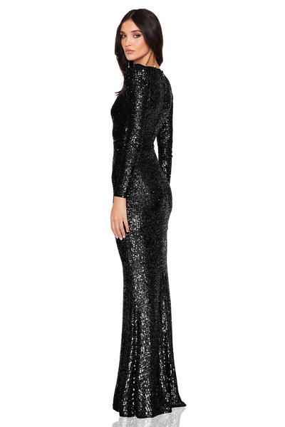 Nookie Rosalia LS Gown - Black - SHOPJAUS - JAUS