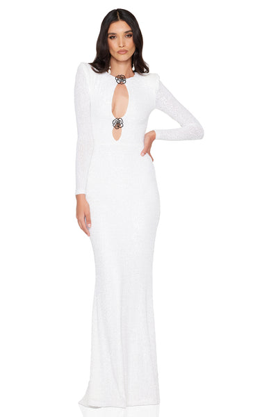 Nookie Rosalia LS Gown - Crystal - SHOPJAUS - JAUS