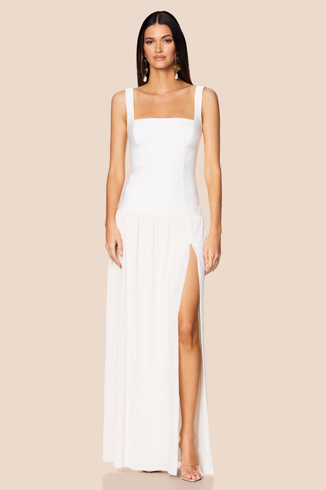 white square neck maxi dress Nookie Desiree Square Neck Maxi Dress - White