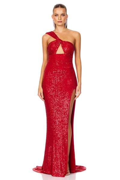 Nookie Therese Sequin Gown - Scarlet Red - SHOPJAUS - JAUS