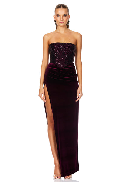 Nookie Keke Gown - Wine - SHOPJAUS - JAUS