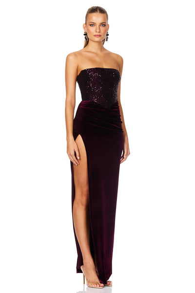 Nookie Keke Gown - Wine - SHOPJAUS - JAUS