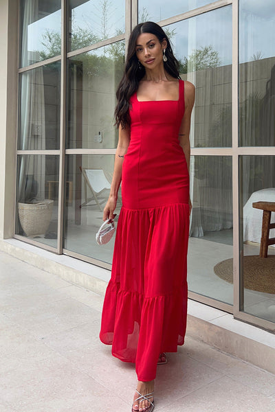 Tahlia Maxi Dress - Red - SHOPJAUS - JAUS