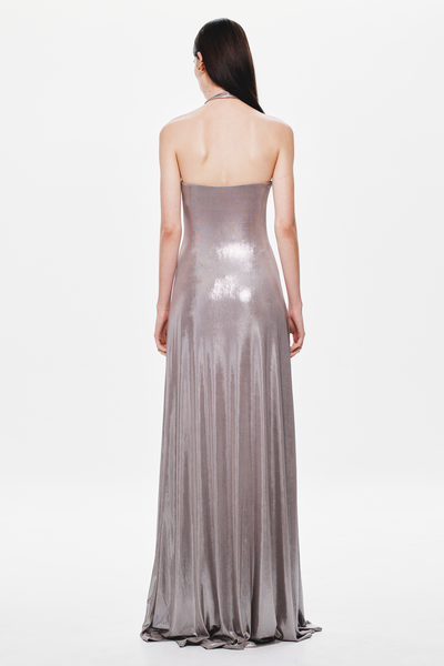 Jennifer Foil Jersey Dress - Cinder - SHOPJAUS - JAUS