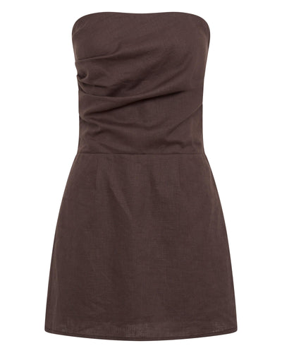 Romi Linen Dress - Chocolate - SHOPJAUS - JAUS