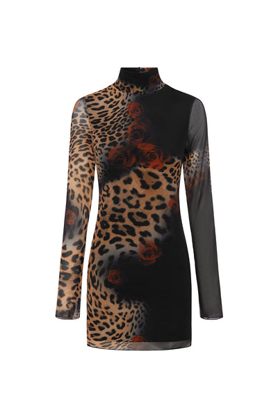 Jordy Mini Dress - Black Leopard - SHOPJAUS - JAUS