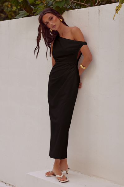 Jasmin Midi Dress - Black - SHOPJAUS - JAUS