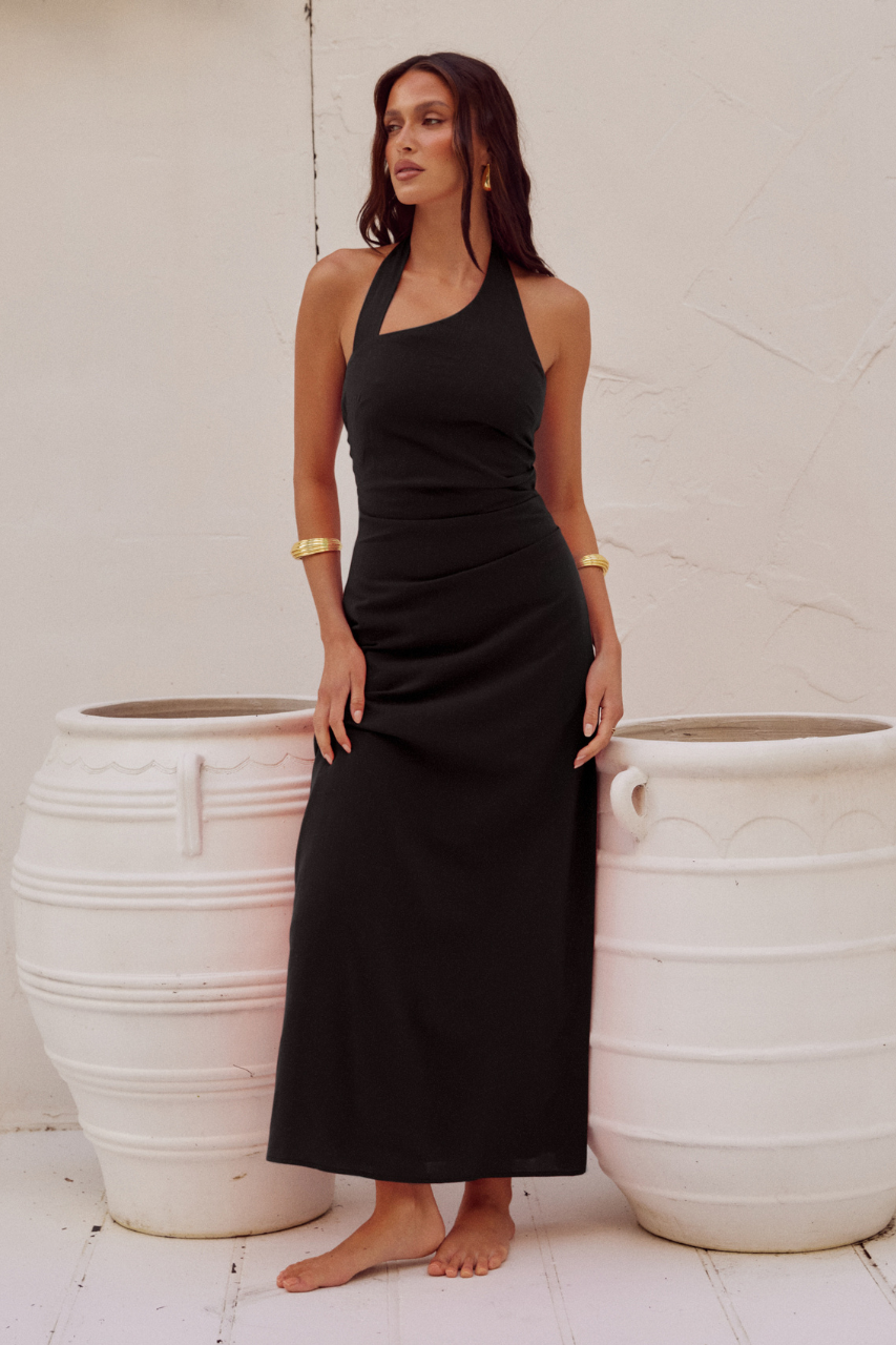 fitted lace wedding dress Black Knit Flowy Midi Dress Xs main image 1