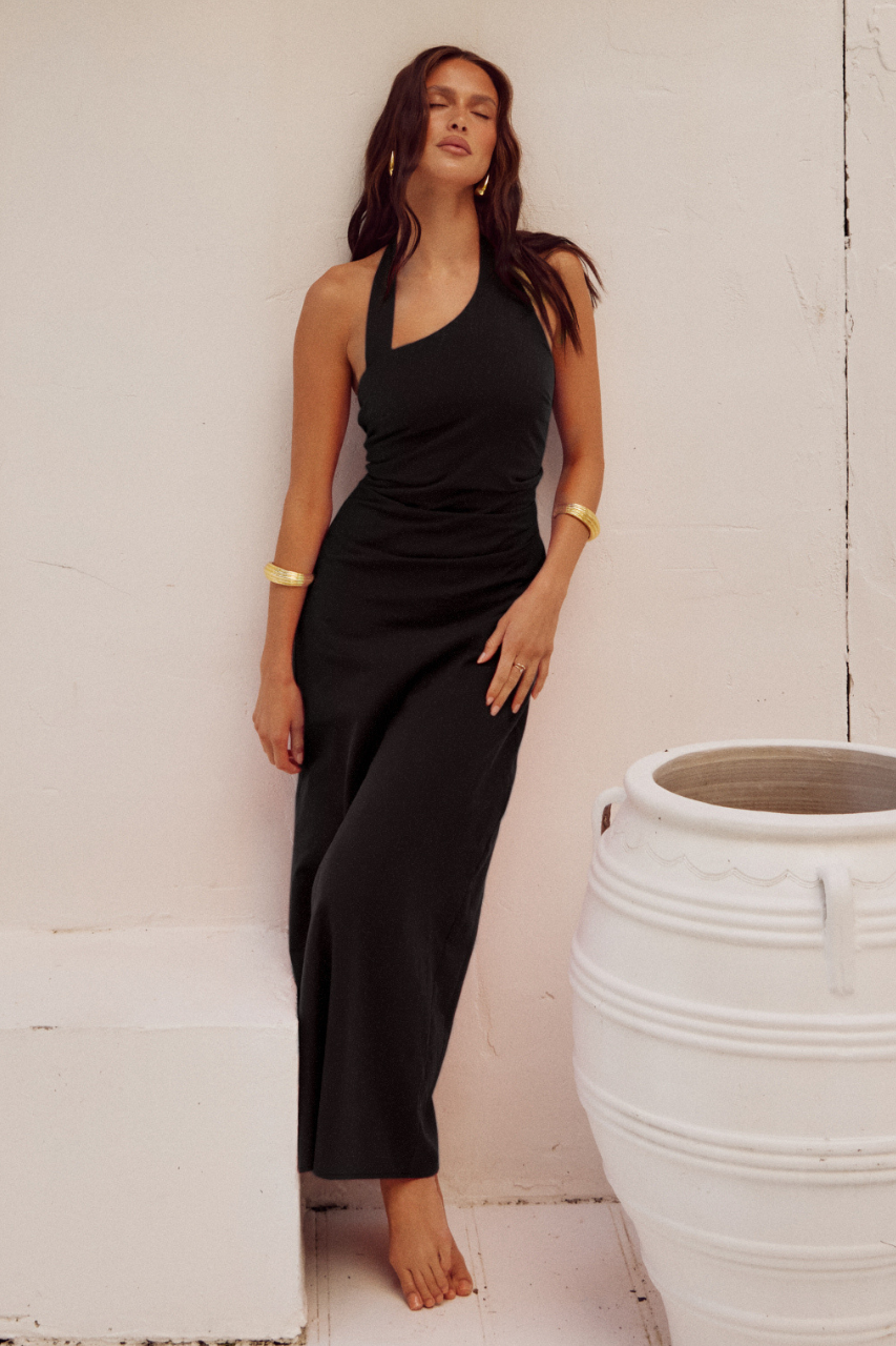 Sapphira Long Midi Dress - Black - SHOPJAUS - JAUS