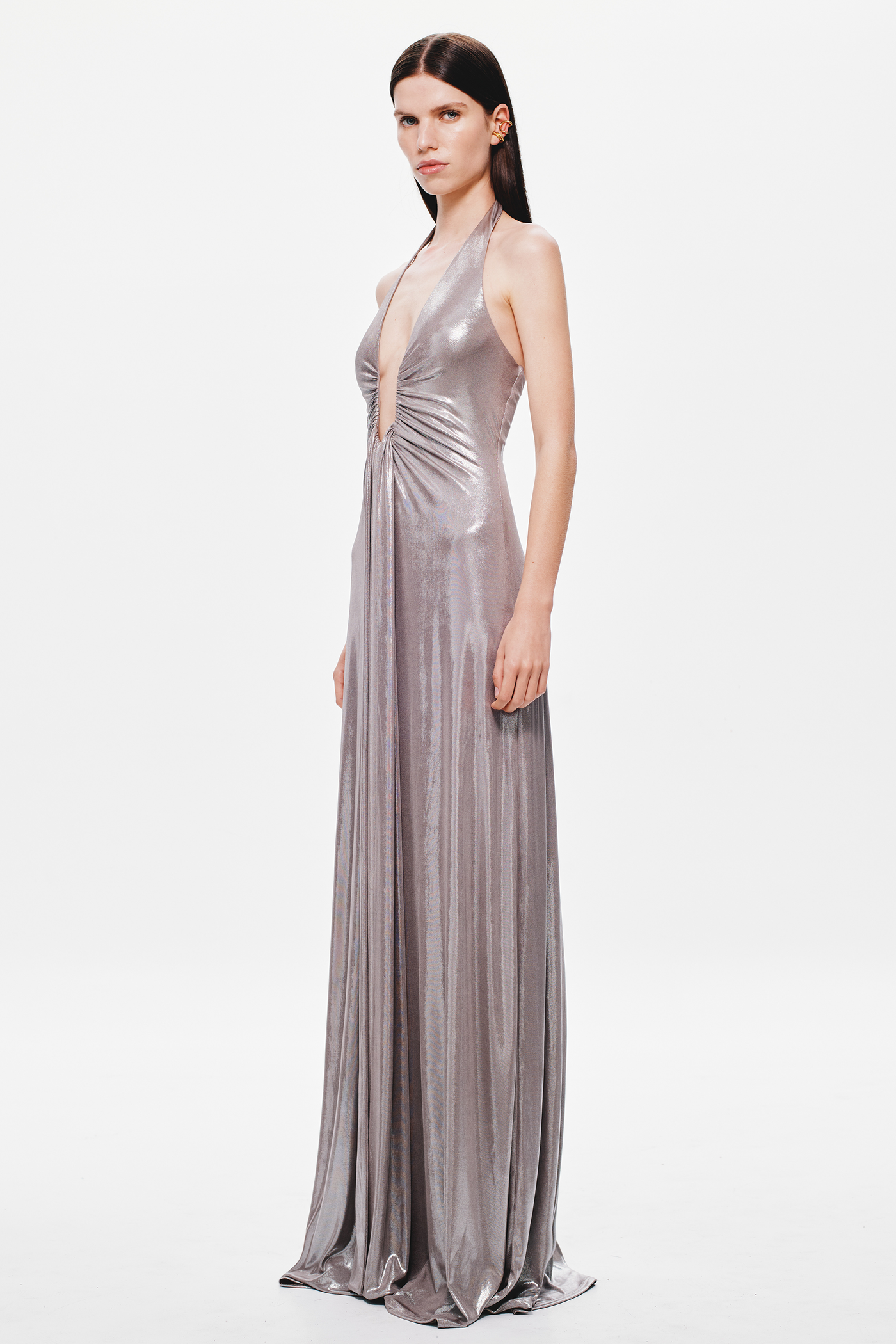 Jennifer Foil Jersey Dress - Cinder - SHOPJAUS - JAUS