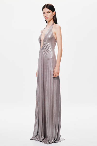 Jennifer Foil Jersey Dress - Cinder - SHOPJAUS - JAUS