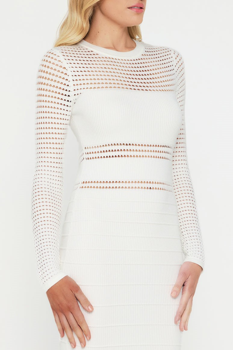 Jessa Crochet Midi Dress - White - SHOPJAUS - JAUS