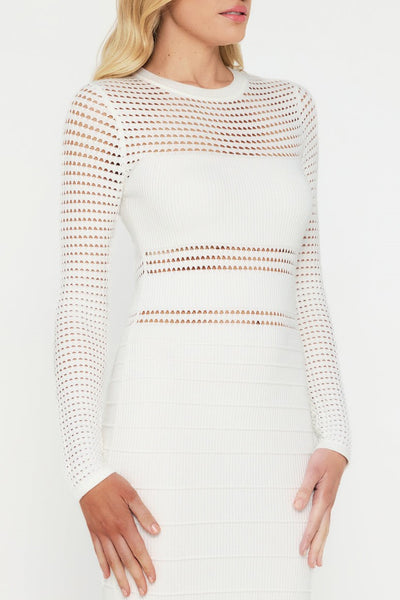 Jessa Crochet Midi Dress - White - SHOPJAUS - JAUS